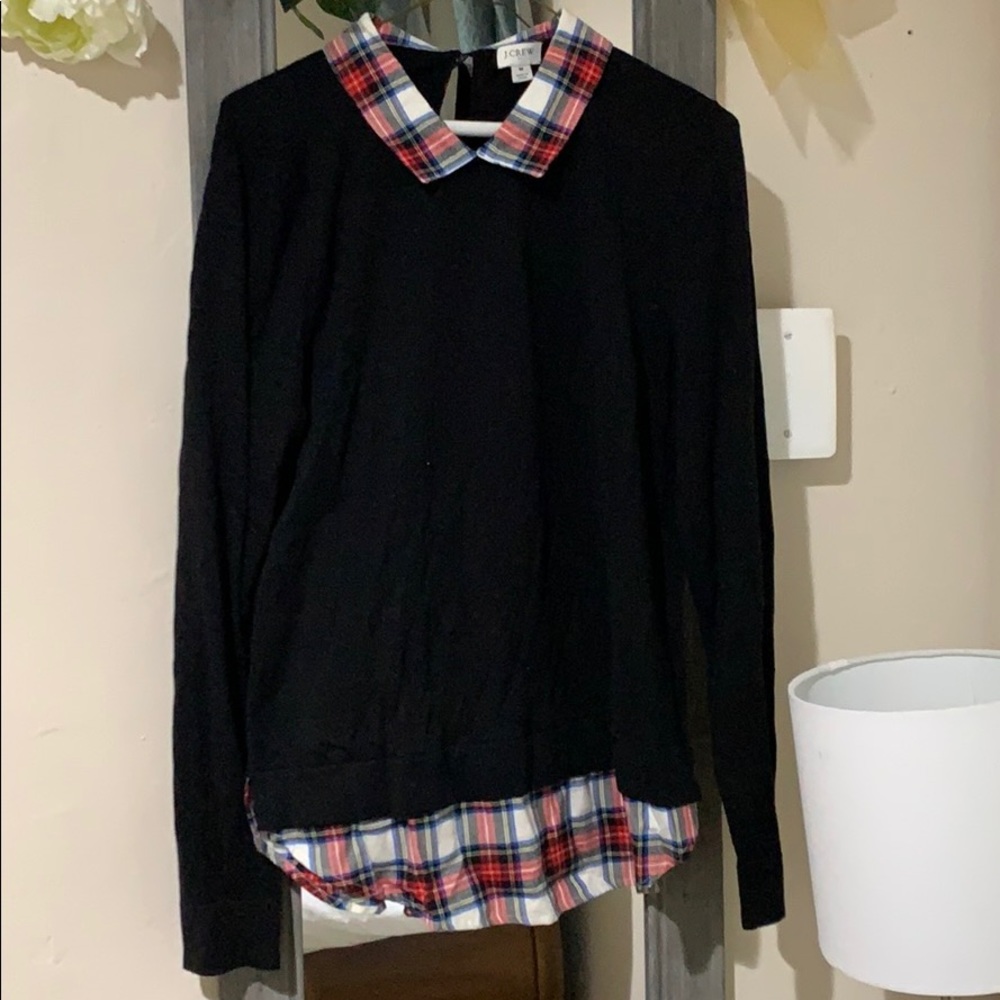J. Crew Tartan woven collar sweater